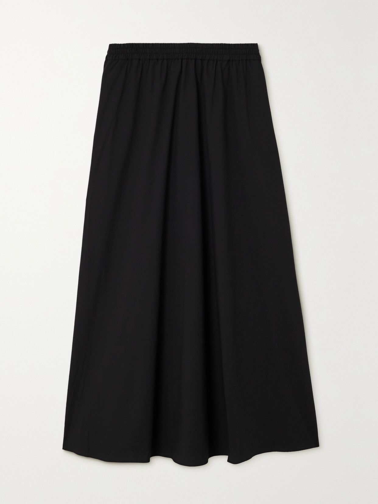 Matteau - + Net Sustain Pleated Organic Cotton-poplin Midi Skirt - Black