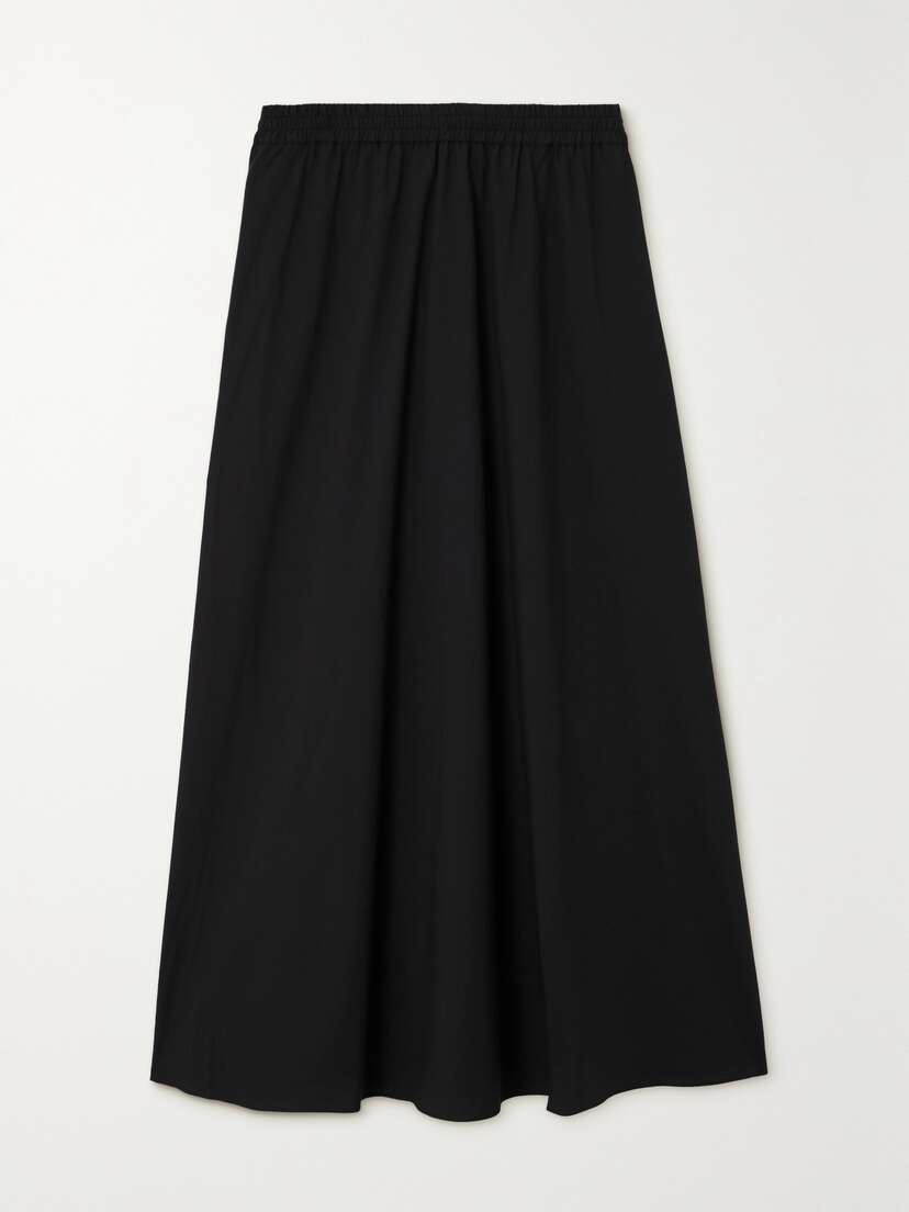 Matteau + Net Sustain Pleated Organic Cotton-poplin Midi Skirt