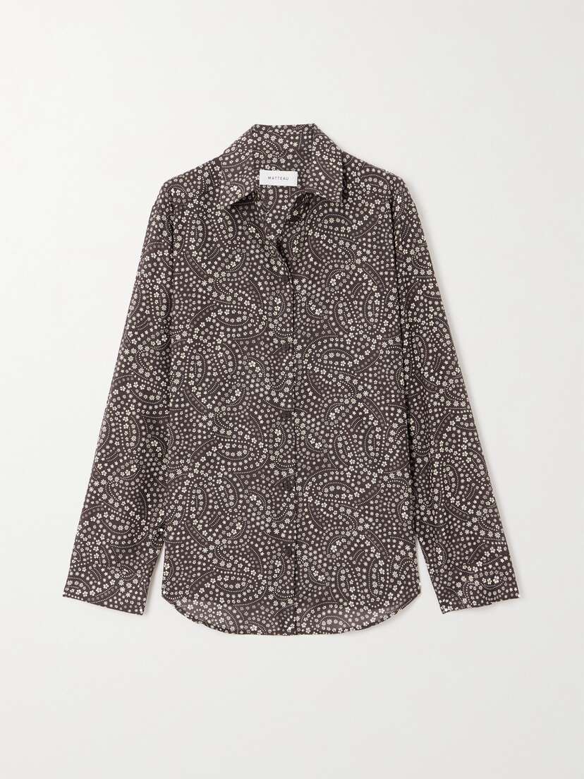 Matteau + Net Sustain Floral-print Organic Cotton And Silk-blend Shirt
