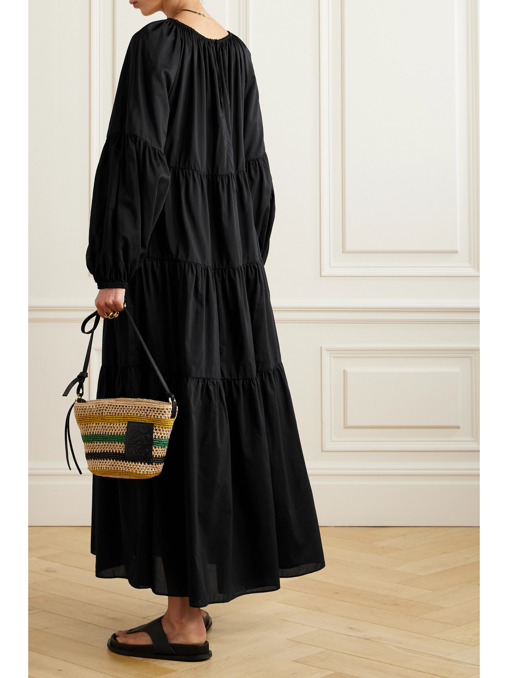 Matteau + NET SUSTAIN tiered organic cotton and silk-blend maxi dress