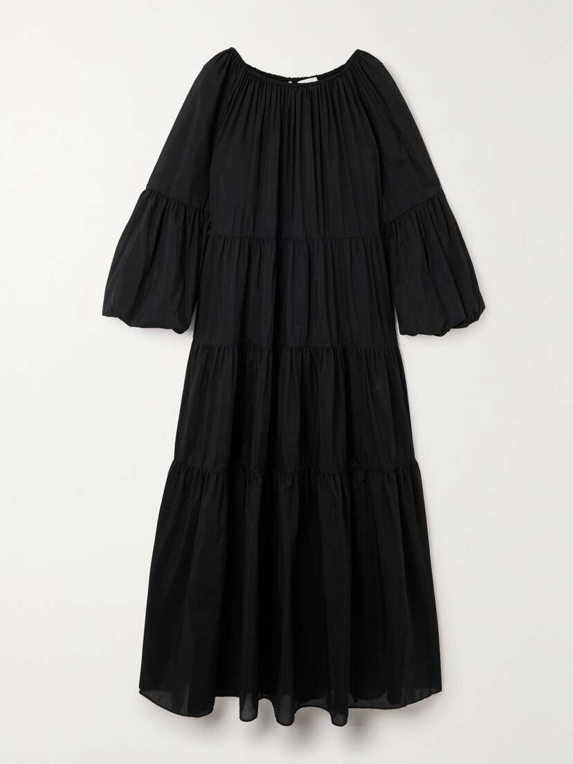 Matteau + Net Sustain Tiered Organic Cotton And Silk-blend Maxi Dress