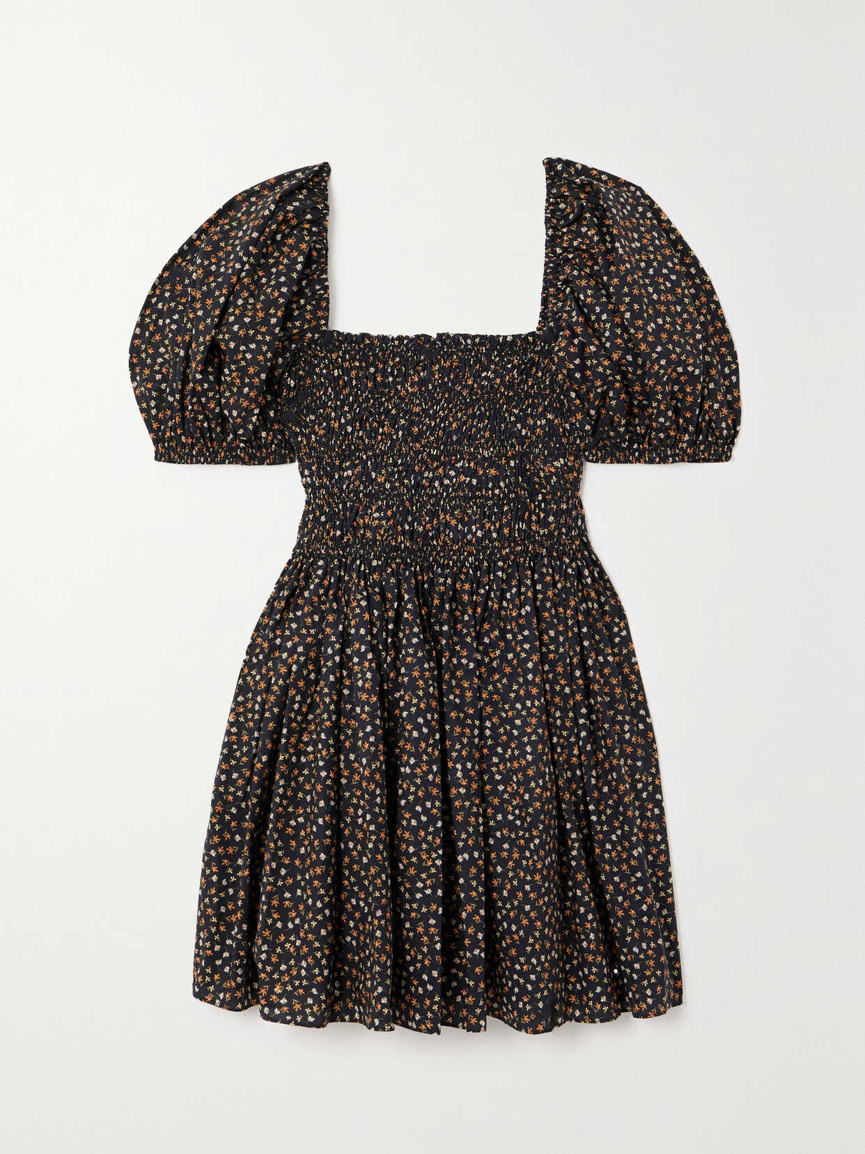Matteau - + Net Sustain Shirred Printed Organic Cotton Mini Dress - Multi