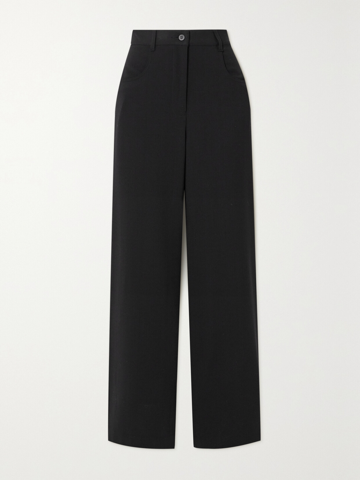 Matteau + Net Sustain Wool-blend Crepe Straight-leg Trousers In Black