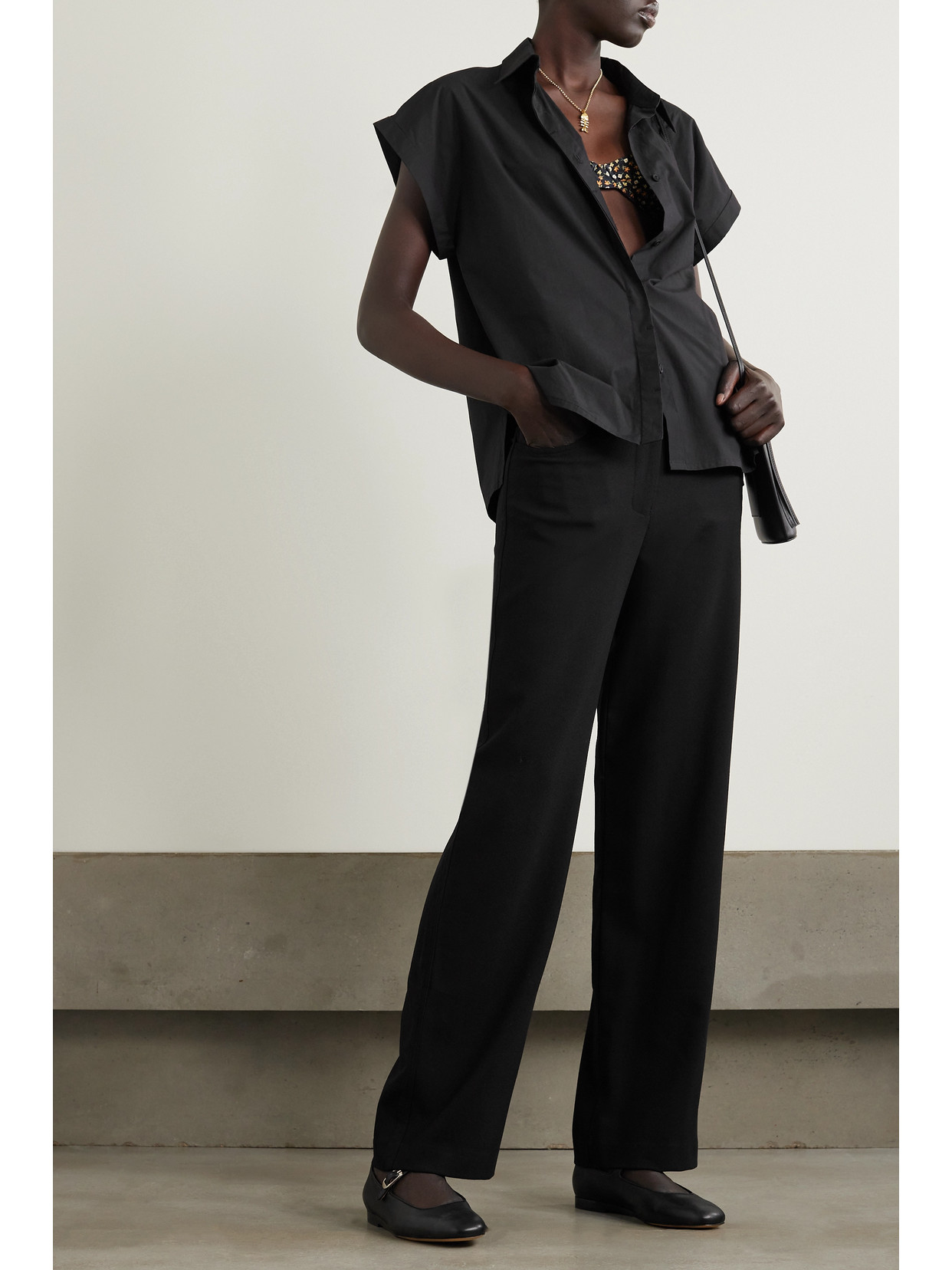 MATTEAU + NET SUSTAIN WOOL-BLEND CREPE STRAIGHT-LEG PANTS