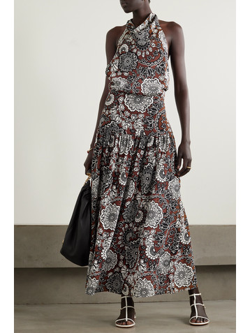 Matteau + NET SUSTAIN printed organic silk crepe de chine halterneck maxi dress