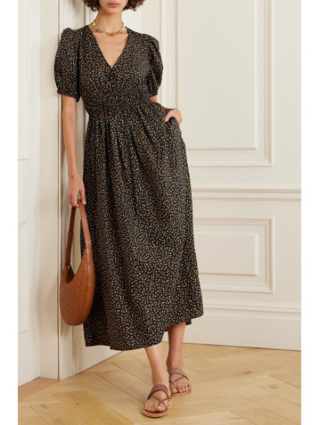 Matteau + NET SUSTAIN smocked floral-print organic cotton midi dress