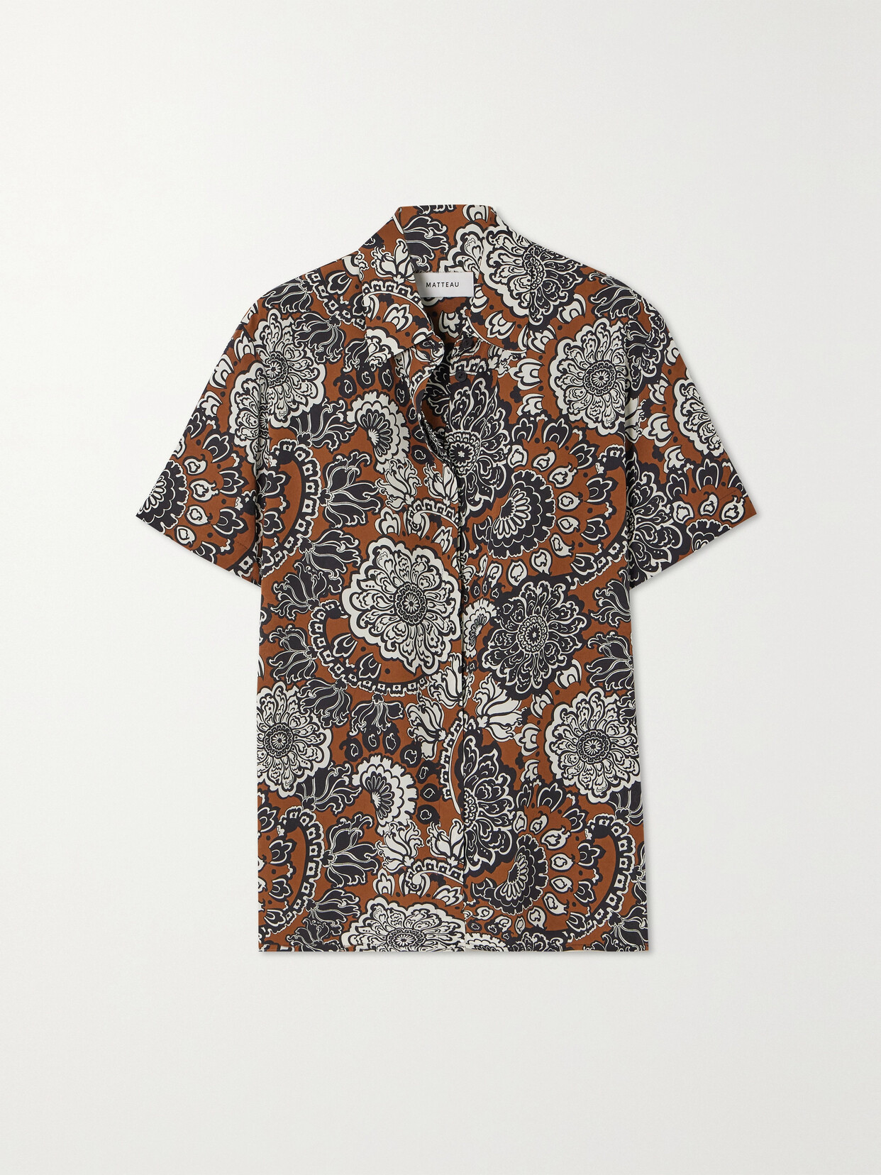 Matteau + Net Sustain Printed Organic Silk Shirt - Brown