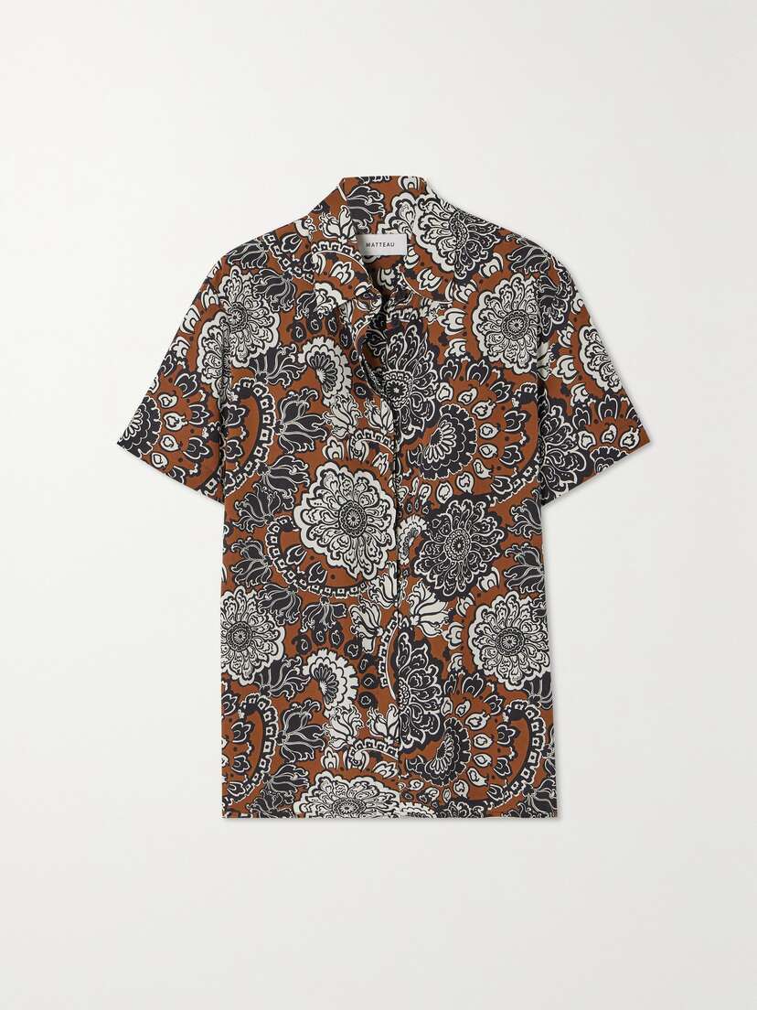 Matteau + Net Sustain Printed Organic Silk Shirt