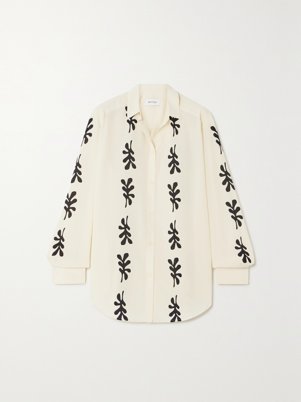 Matteau + Net Sustain Printed Organic Silk Shirt In Fig Leaf