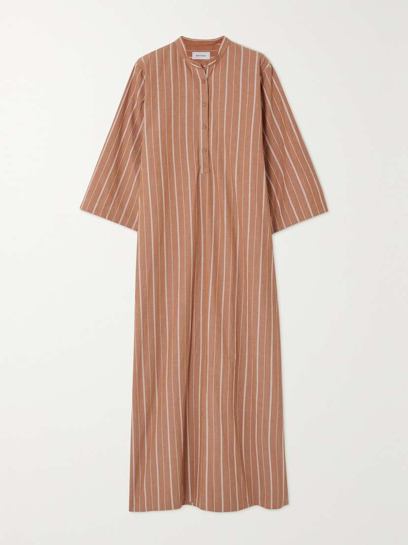 Matteau + Net Sustain Striped Organic Cotton-blend Maxi Shirt Dress