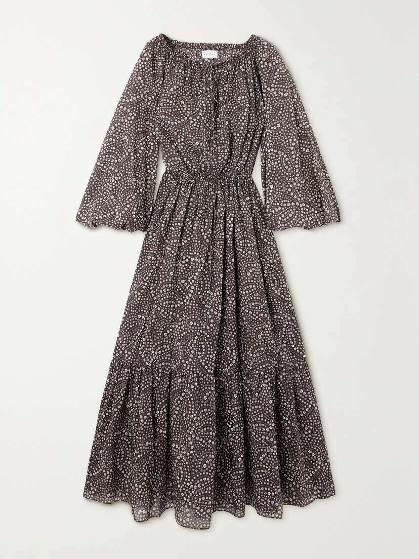 Matteau + Net Sustain Crew Floral-print Organic Cotton And Silk-blend Maxi Dress