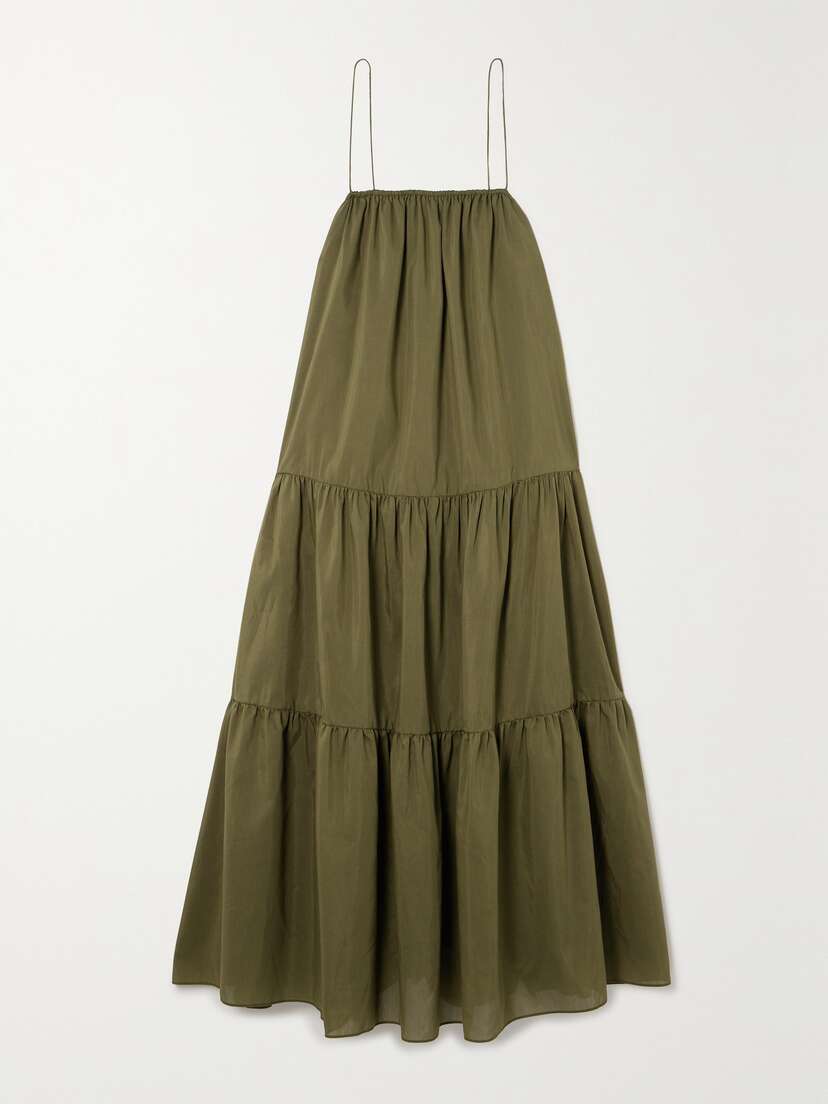 Matteau + Net Sustain Tiered Organic Cotton And Silk-blend Midi Dress