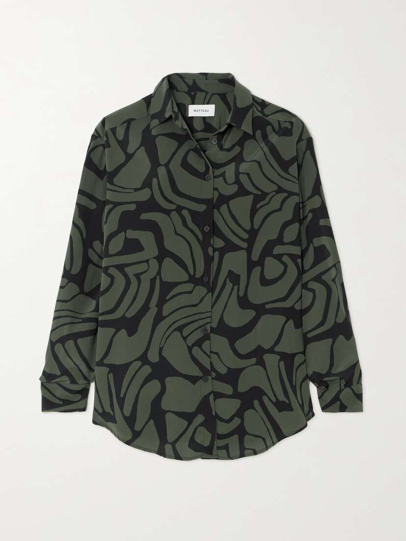 Matteau + Net Sustain Printed Organic Silk-crepe Shirt