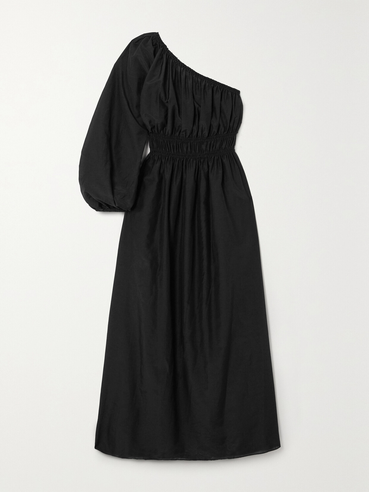 Matteau + Net Sustain One-shoulder Organic Cotton And Silk-blend Midi Dress In Black