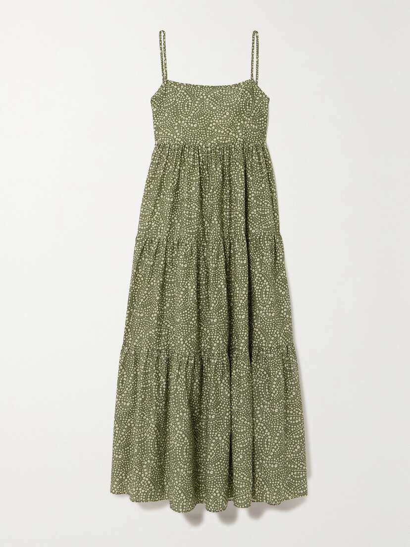 Matteau + Net Sustain Open-back Floral-print Organic Cotton-poplin Maxi Dress