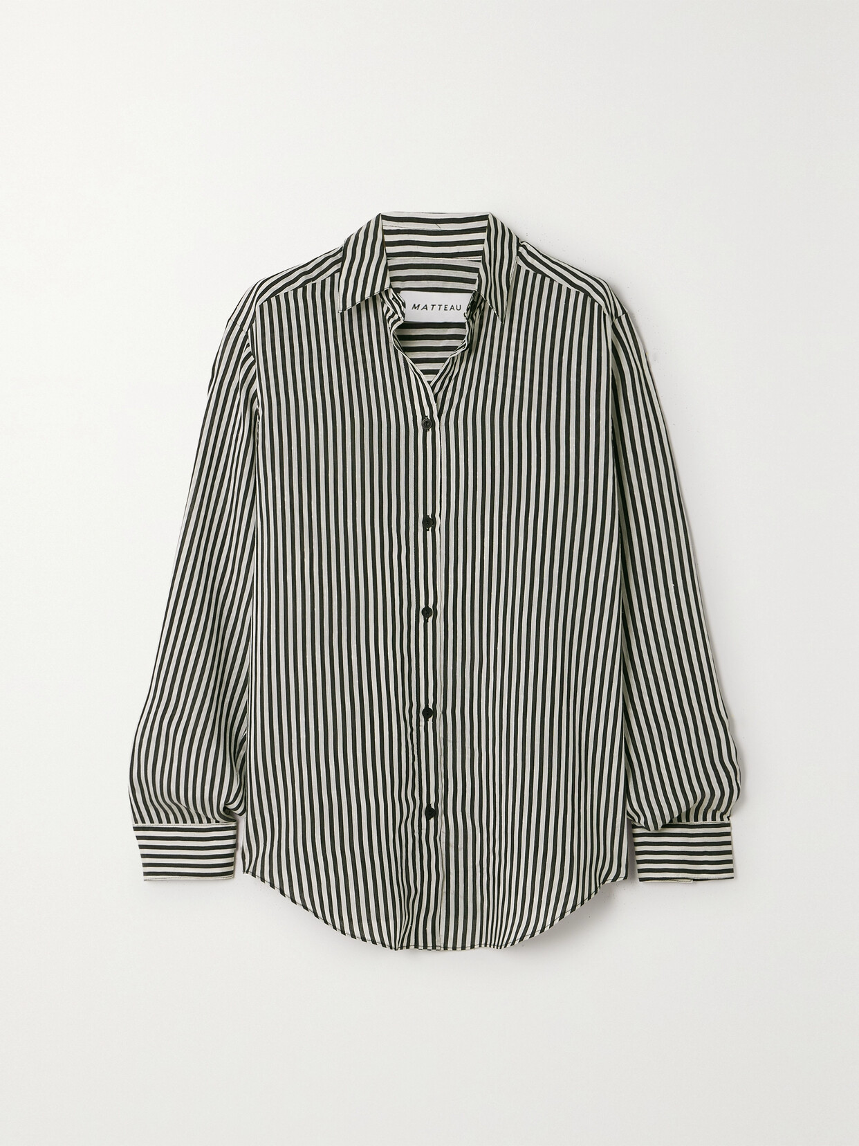 Matteau - + Net Sustain Striped Poplin Shirt - Black
