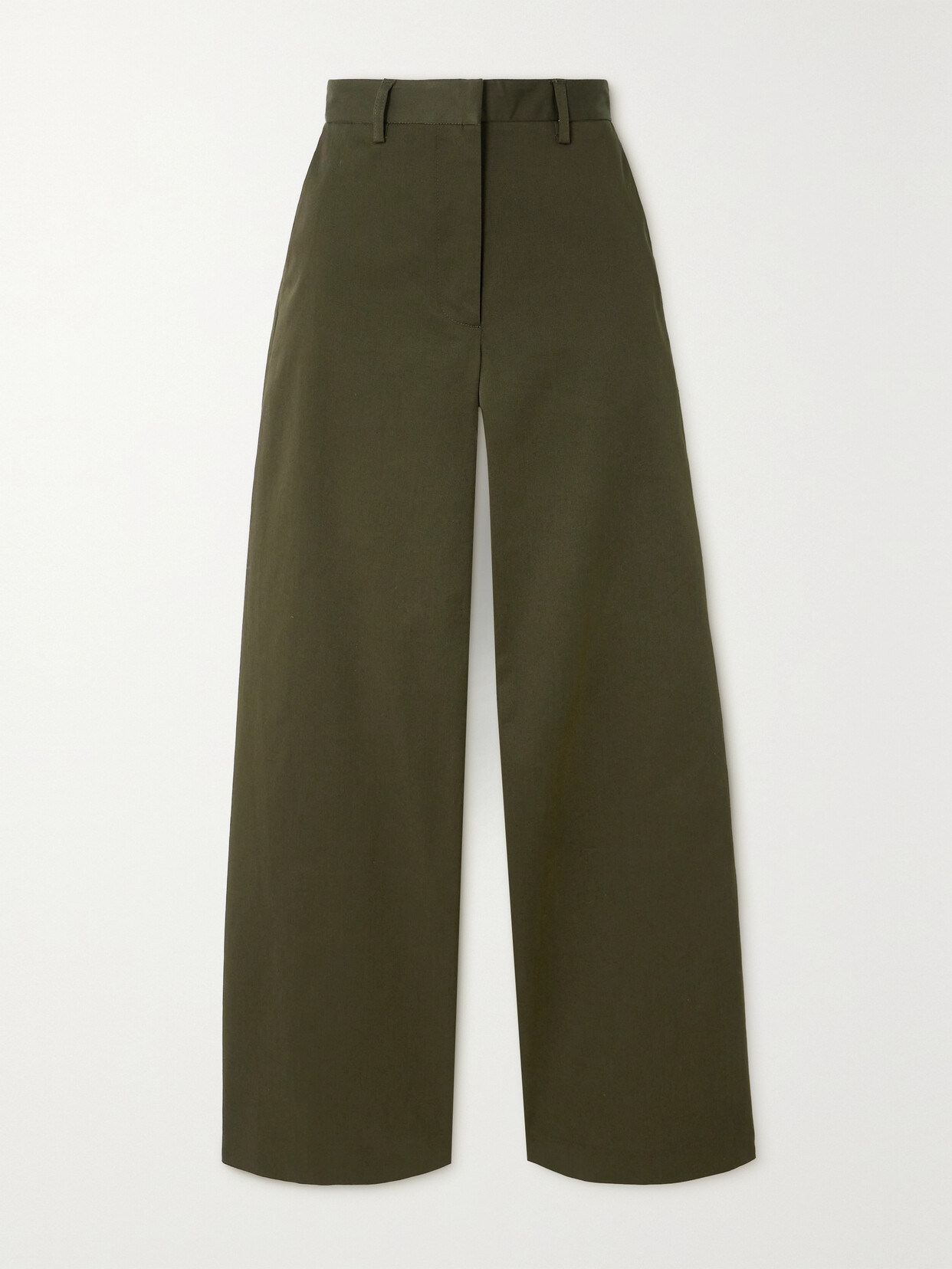 Matteau + Net Sustain Organic Cotton-blend Twill Straight-leg Pants In Green