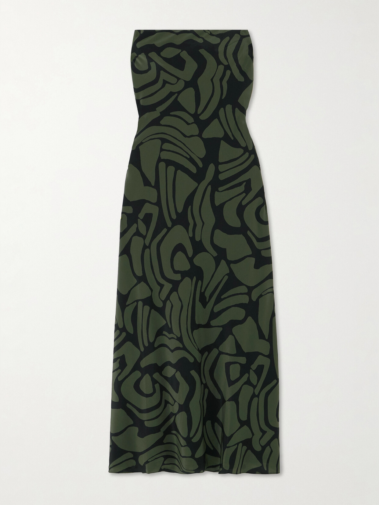 Shop Matteau + Net Sustain Strapless Printed Silk Midi Dress In Black