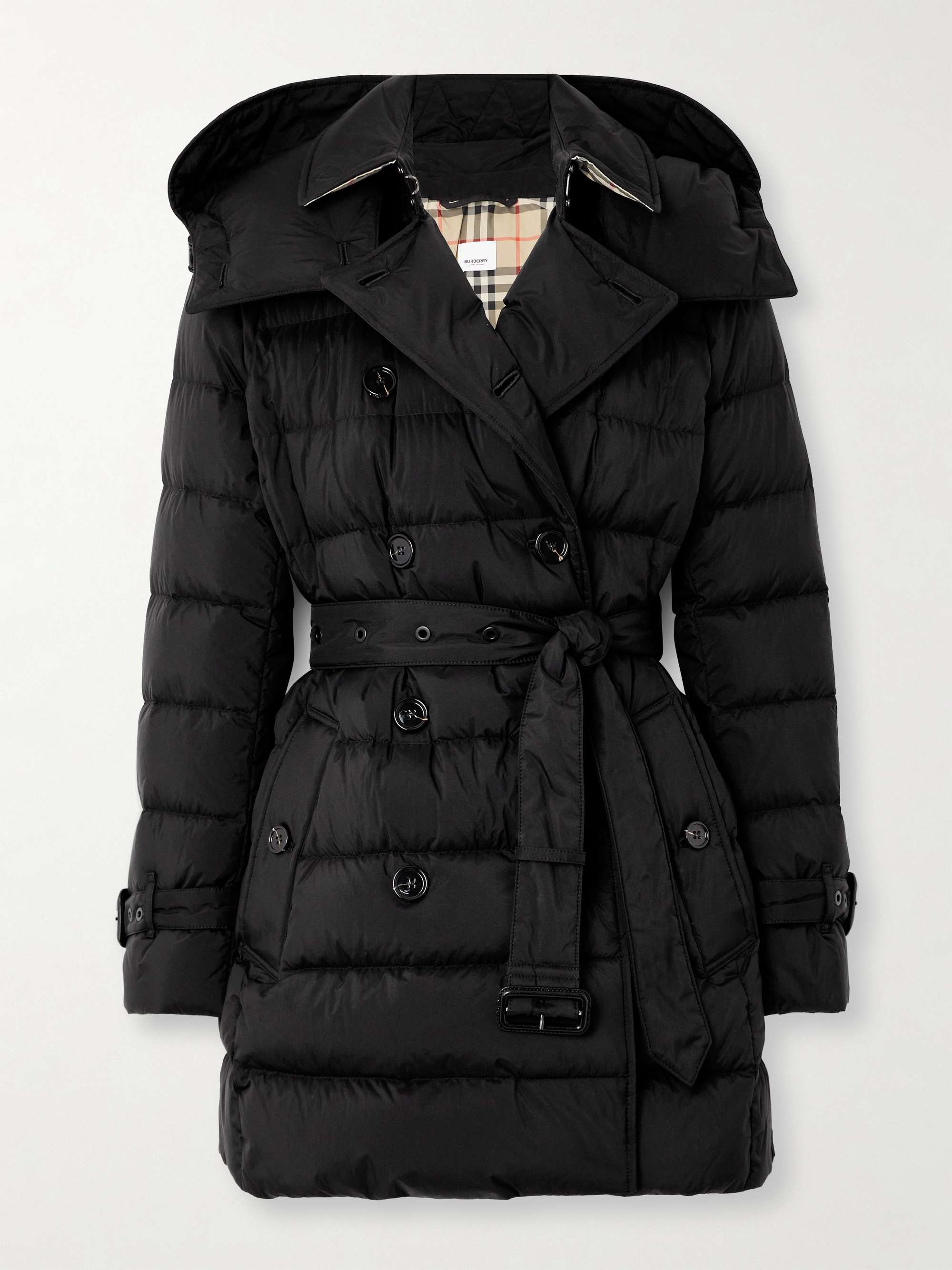 BURBERRY Hooded belted double-breasted quilted shell down coat | NET-A ...