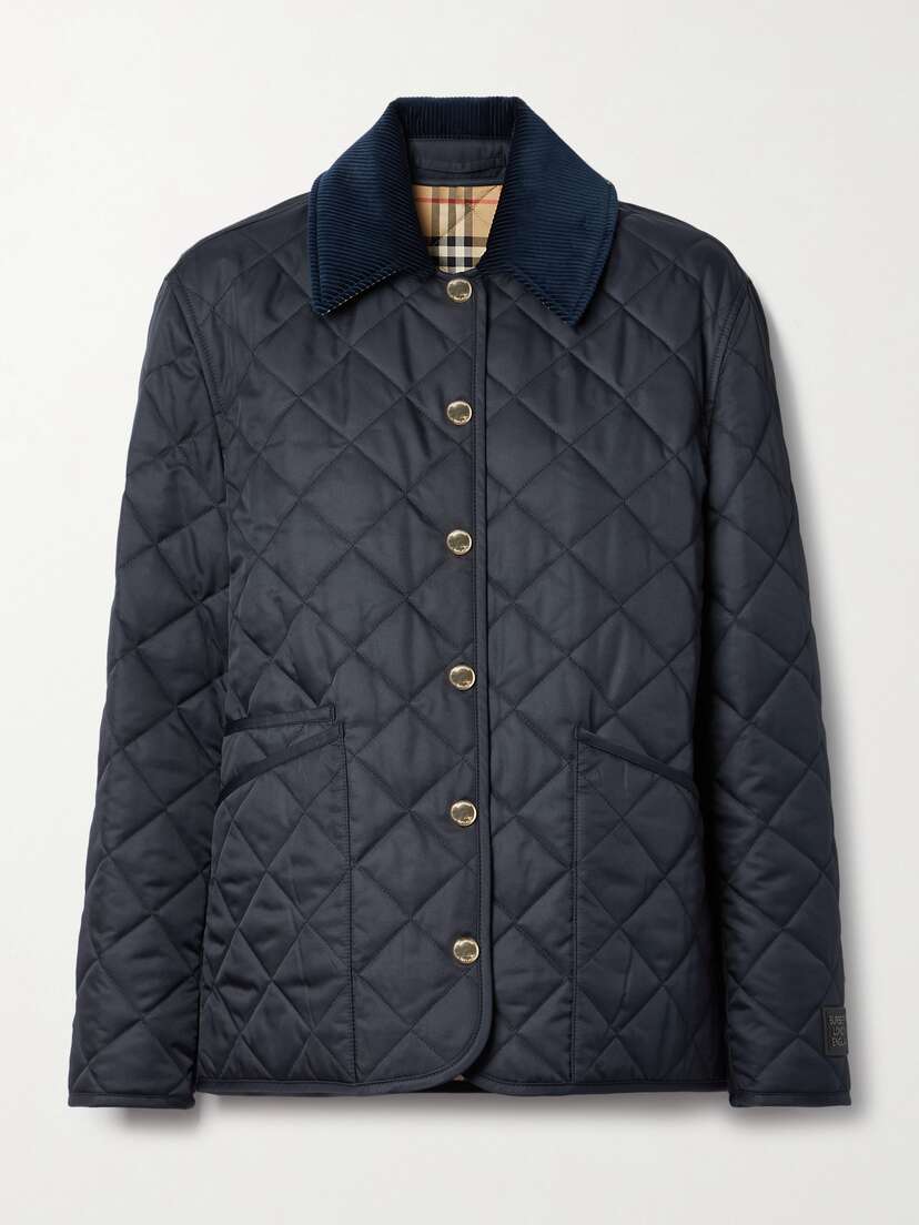Burberry Reversible Corduroy-trimmed Quilted Shell And Checked Cotton Jacket