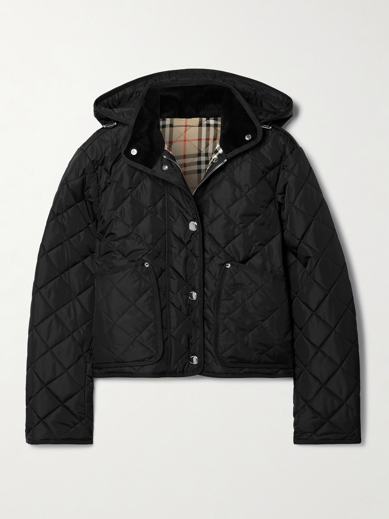 Burberry Grosgrain-trimmed Quilted Shell Jacket In Black