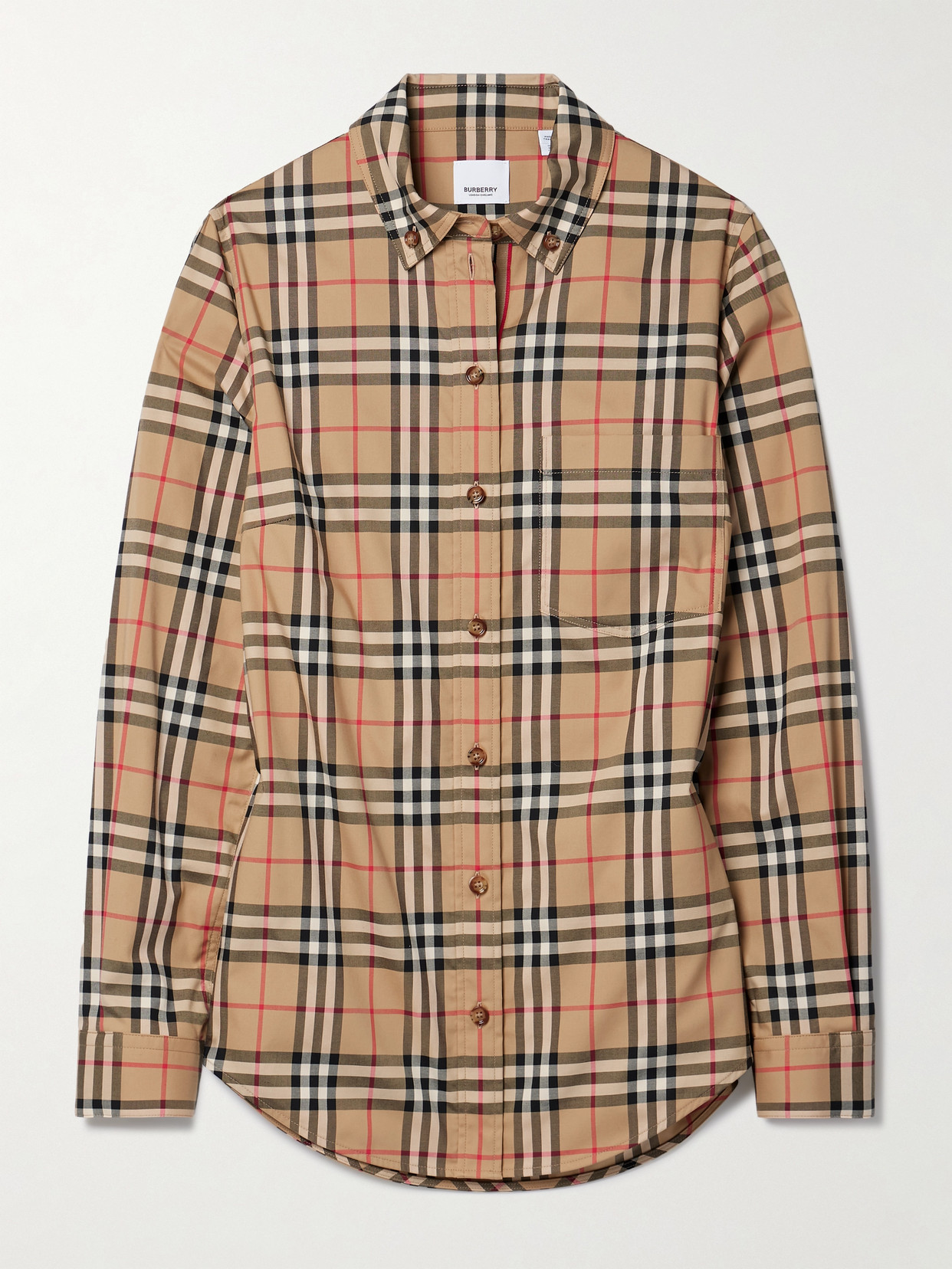 Burberry Checked Cotton-blend Shirt - Neutrals
