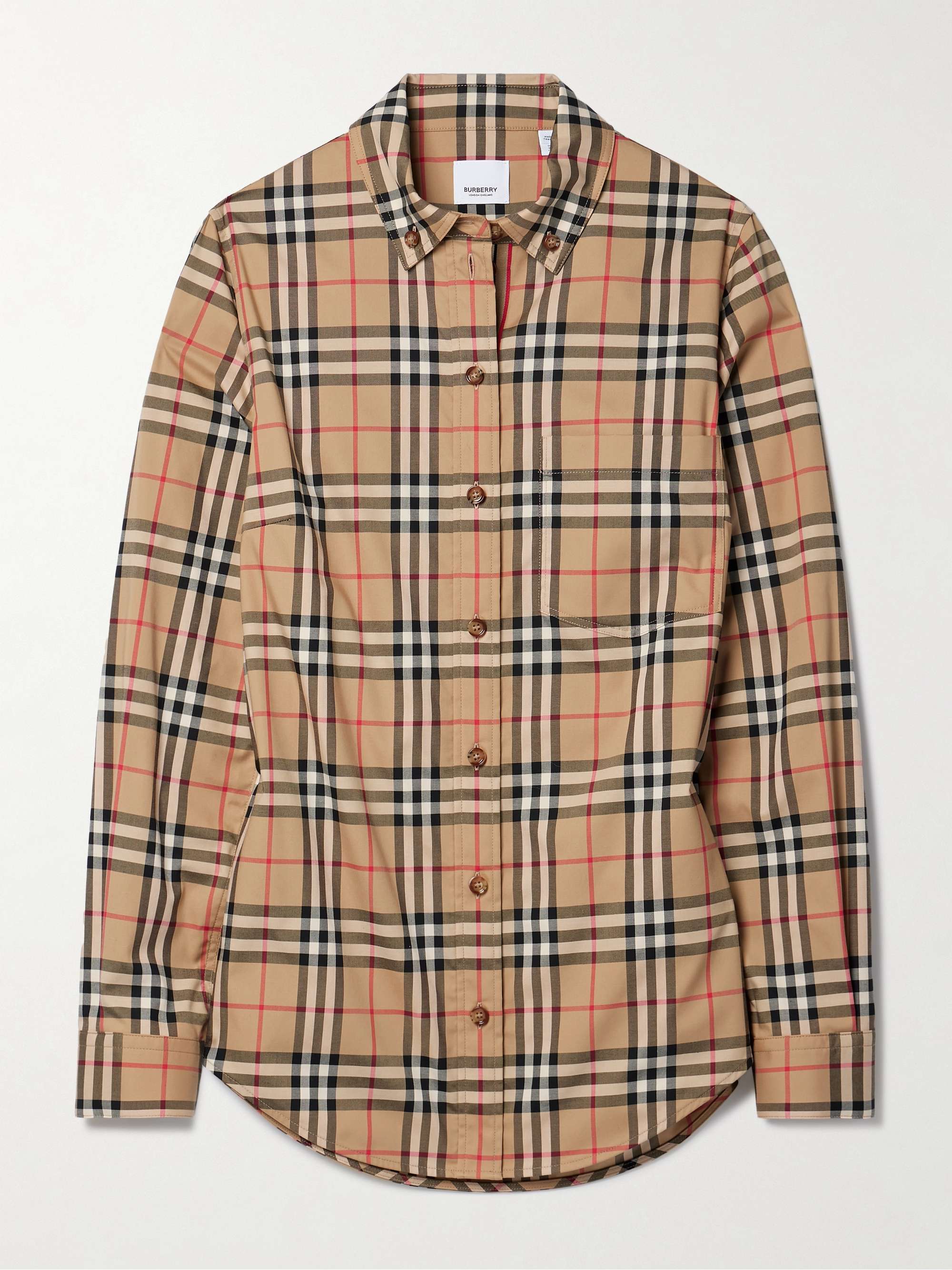 BURBERRY Checked cotton-blend shirt | NET-A-PORTER