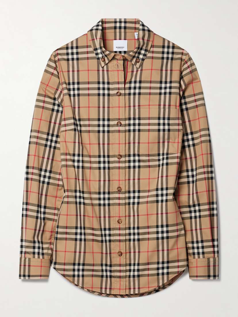 Burberry Checked Cotton-blend Shirt - UK 2