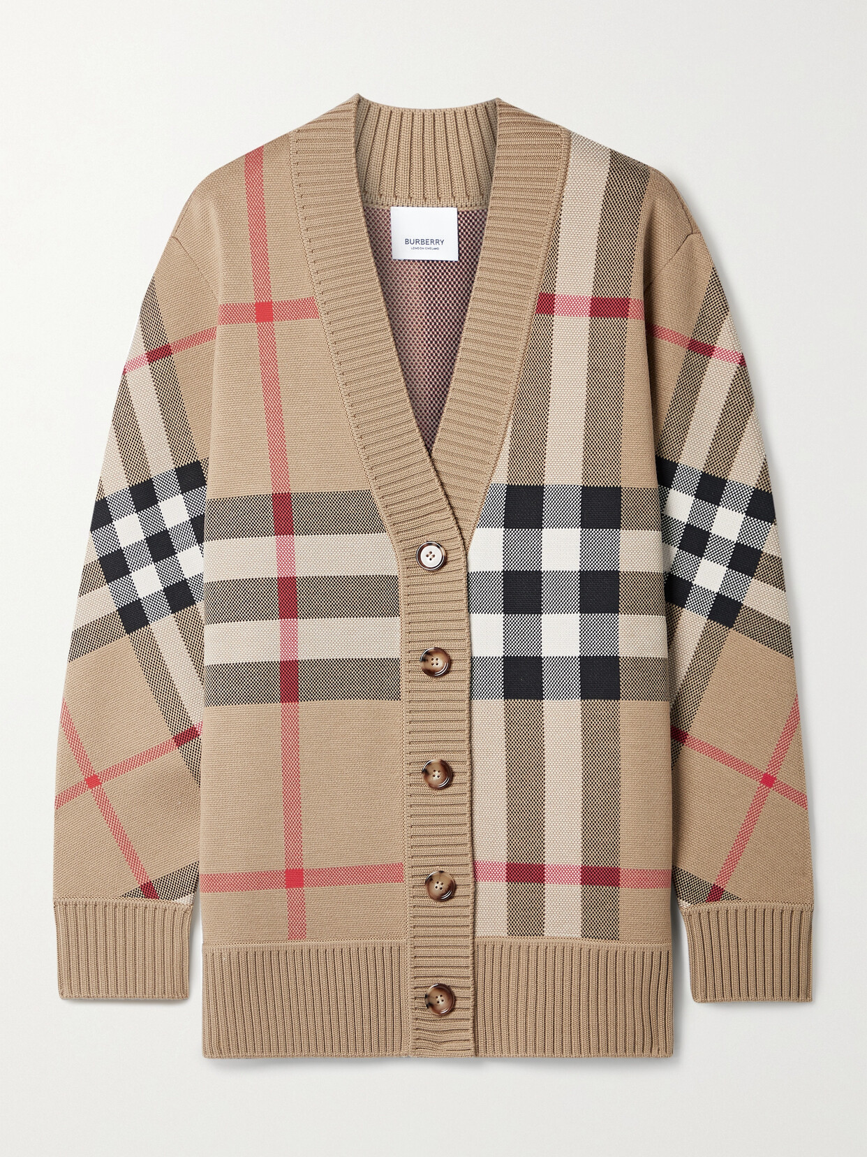 Burberry Checked Jacquard-knit Cardigan - Neutrals