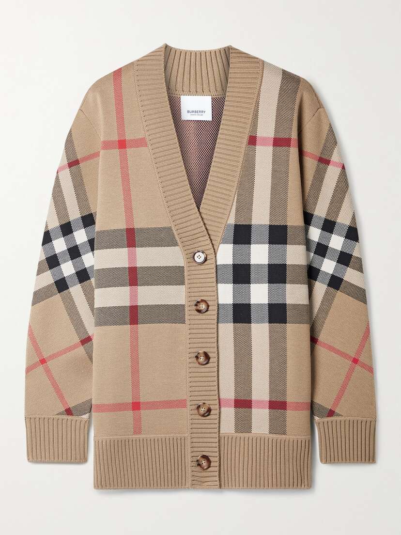 Burberry Checked Jacquard-knit Cardigan