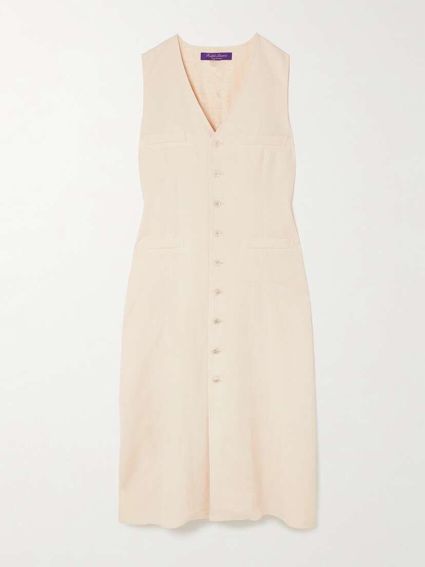 Ralph Lauren Collection Berke Linen And Silk-blend Canvas Midi Dress