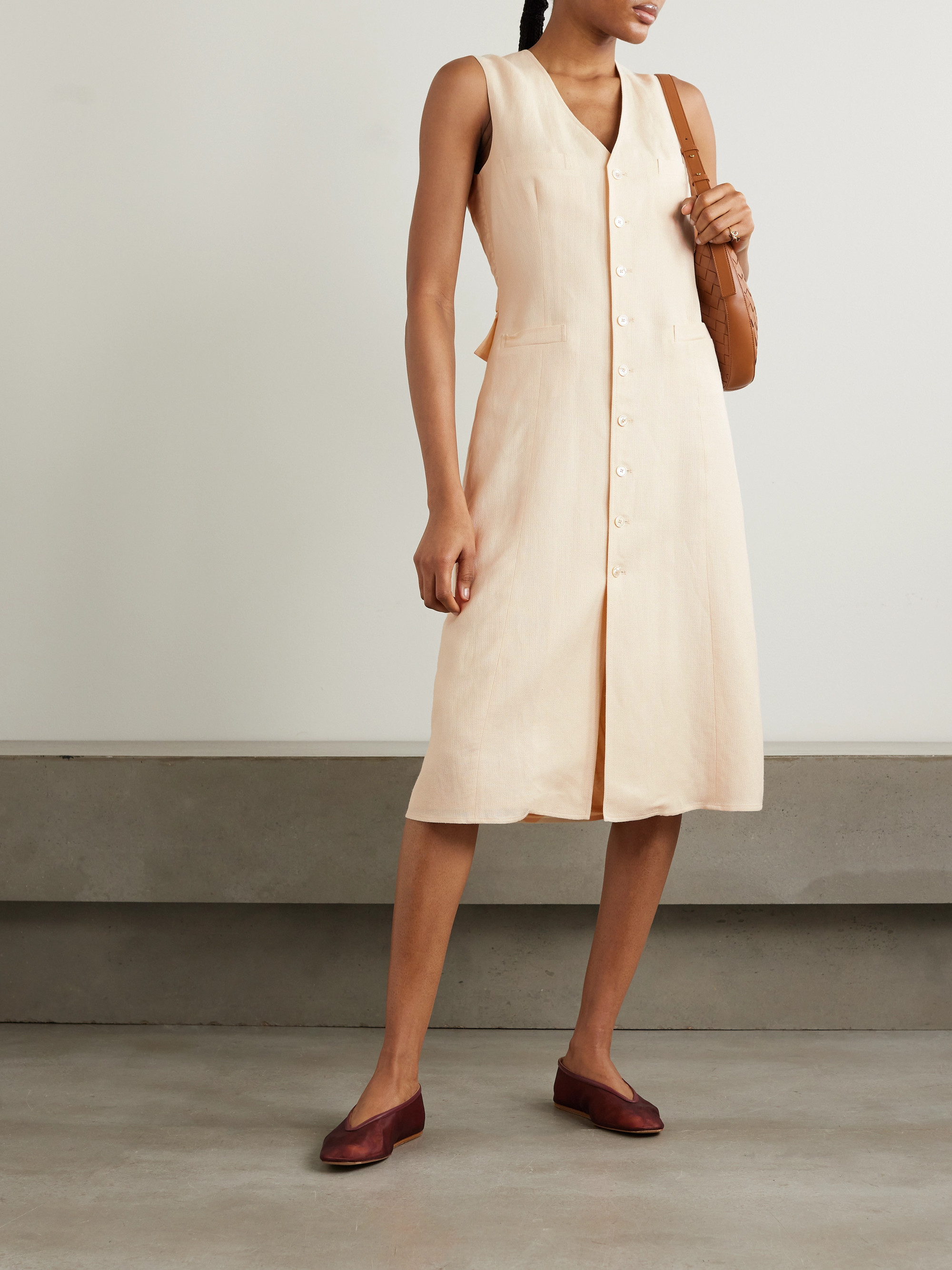 Ralph Lauren Collection Berke linen and silk-blend canvas midi dress