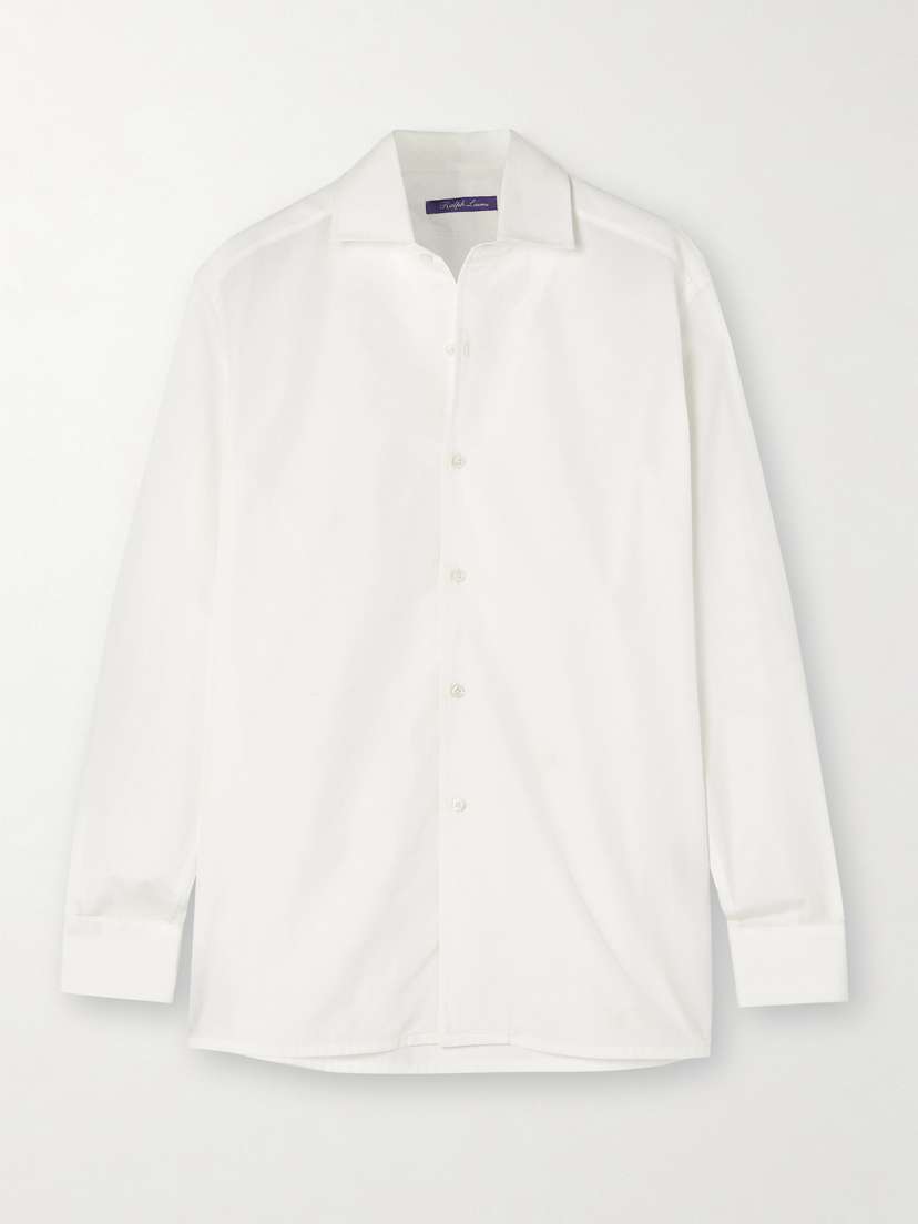 Ralph Lauren Collection Capri Grosgrain-trimmed Cotton-poplin Shirt