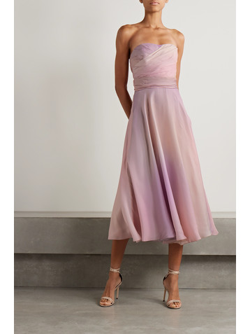 Ralph Lauren Collection Leanne strapless pleated silk-georgette midi dress