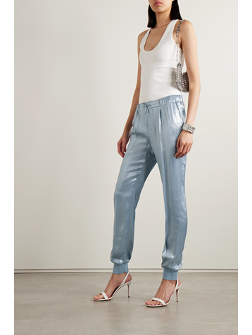 Ralph Lauren Collection Arsenia pleated lamé tapered track pants