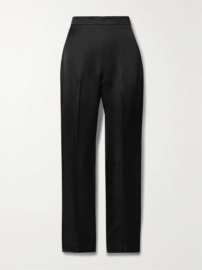 Ralph Lauren Collection Robynn Linen-blend Satin Straight-leg Pants