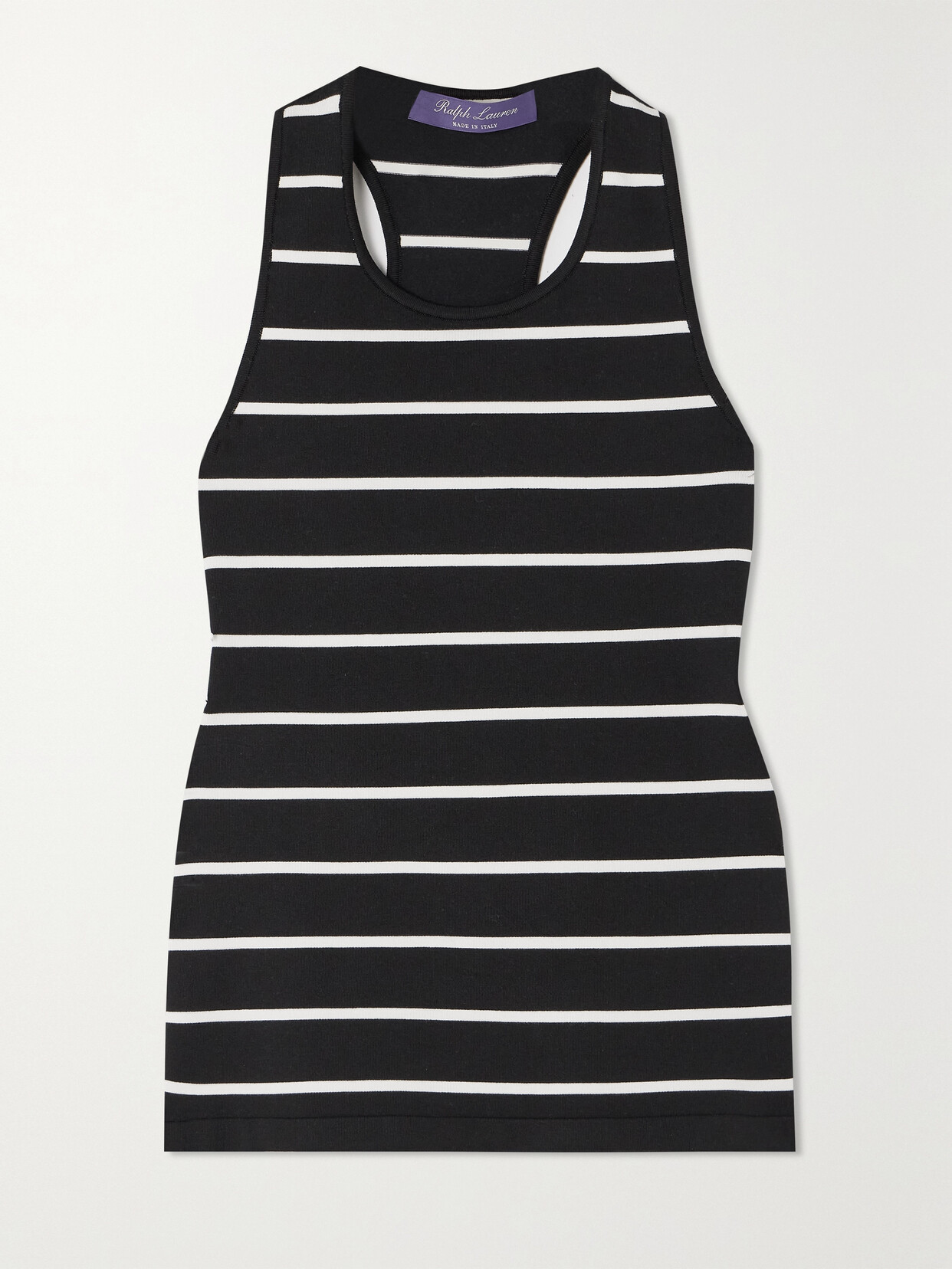 Shop Ralph Lauren Striped Silk Tank In Black