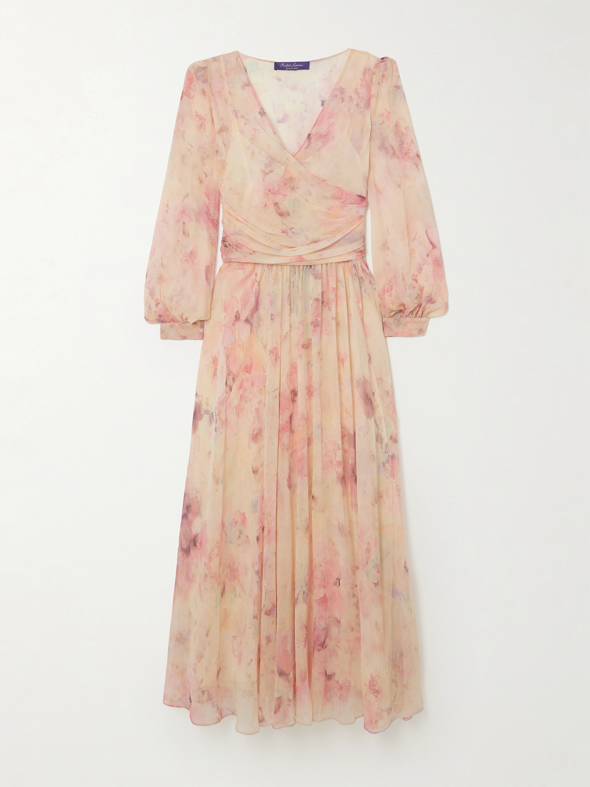 Ralph Lauren Collection Skielar wrap-effect printed plissé silk-georgette dress
