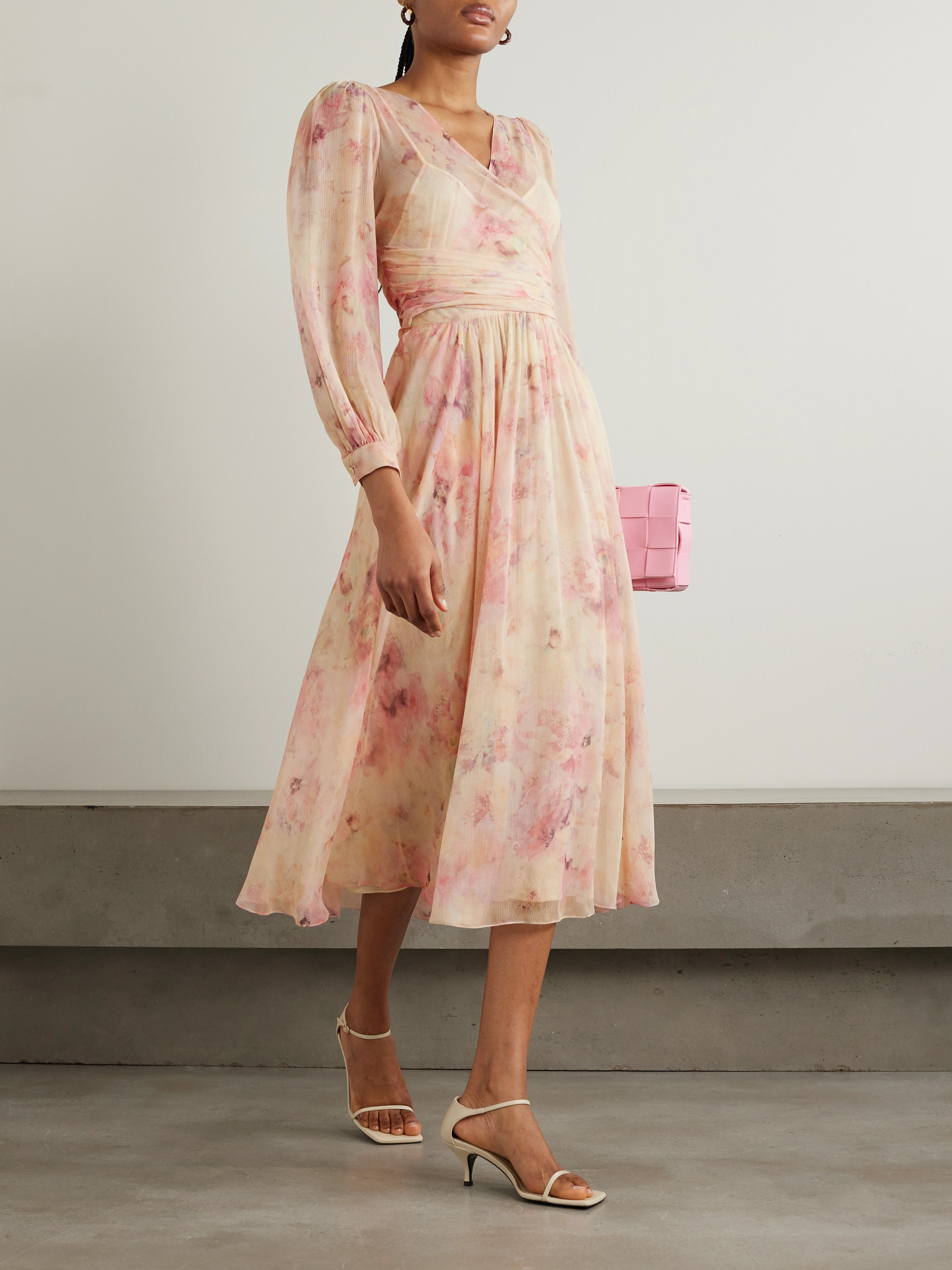 Ralph Lauren Collection Skielar wrap-effect printed plissé silk-georgette dress