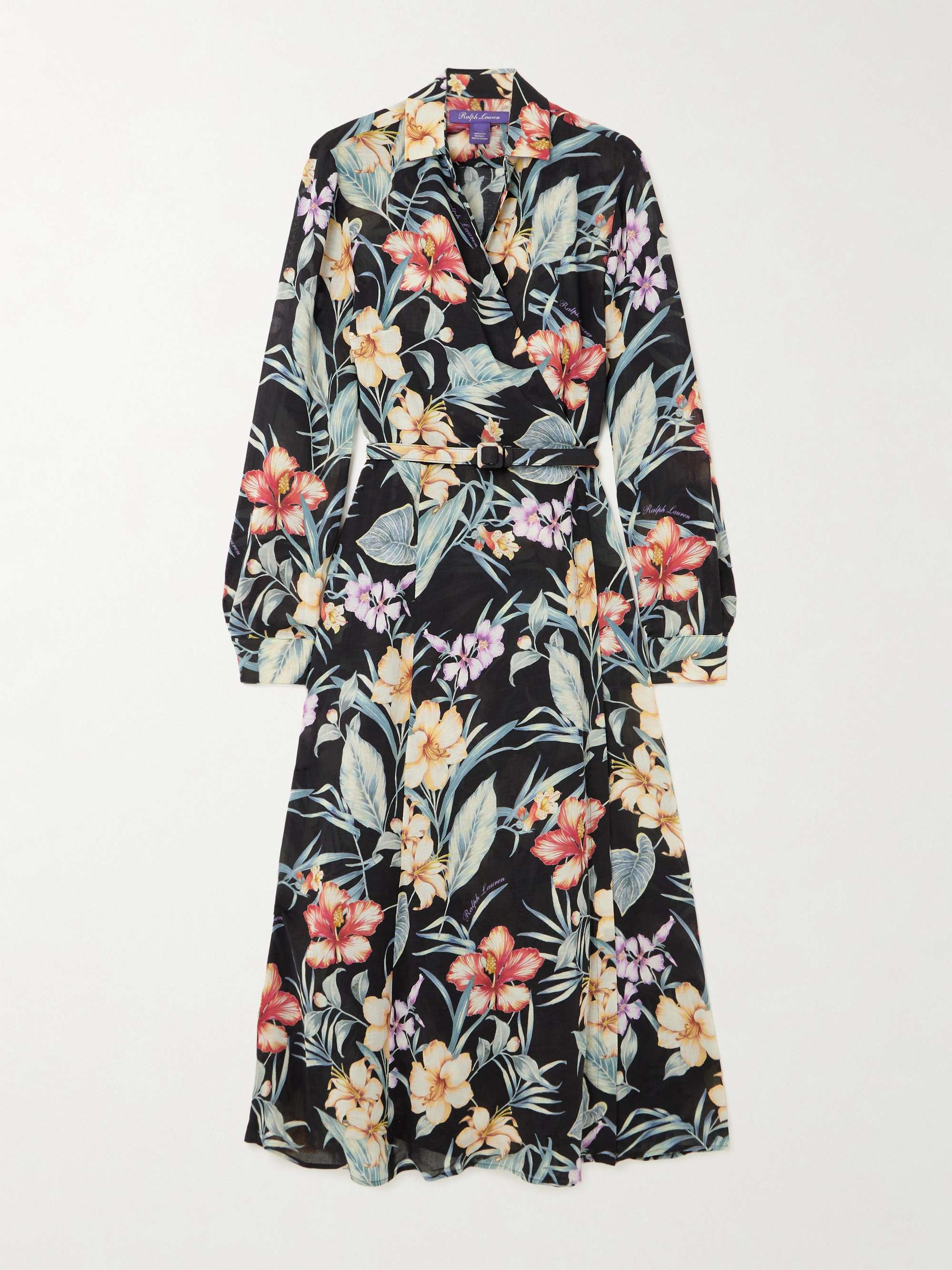 RALPH LAUREN COLLECTION Aniyah belted floral-print linen-blend midi ...