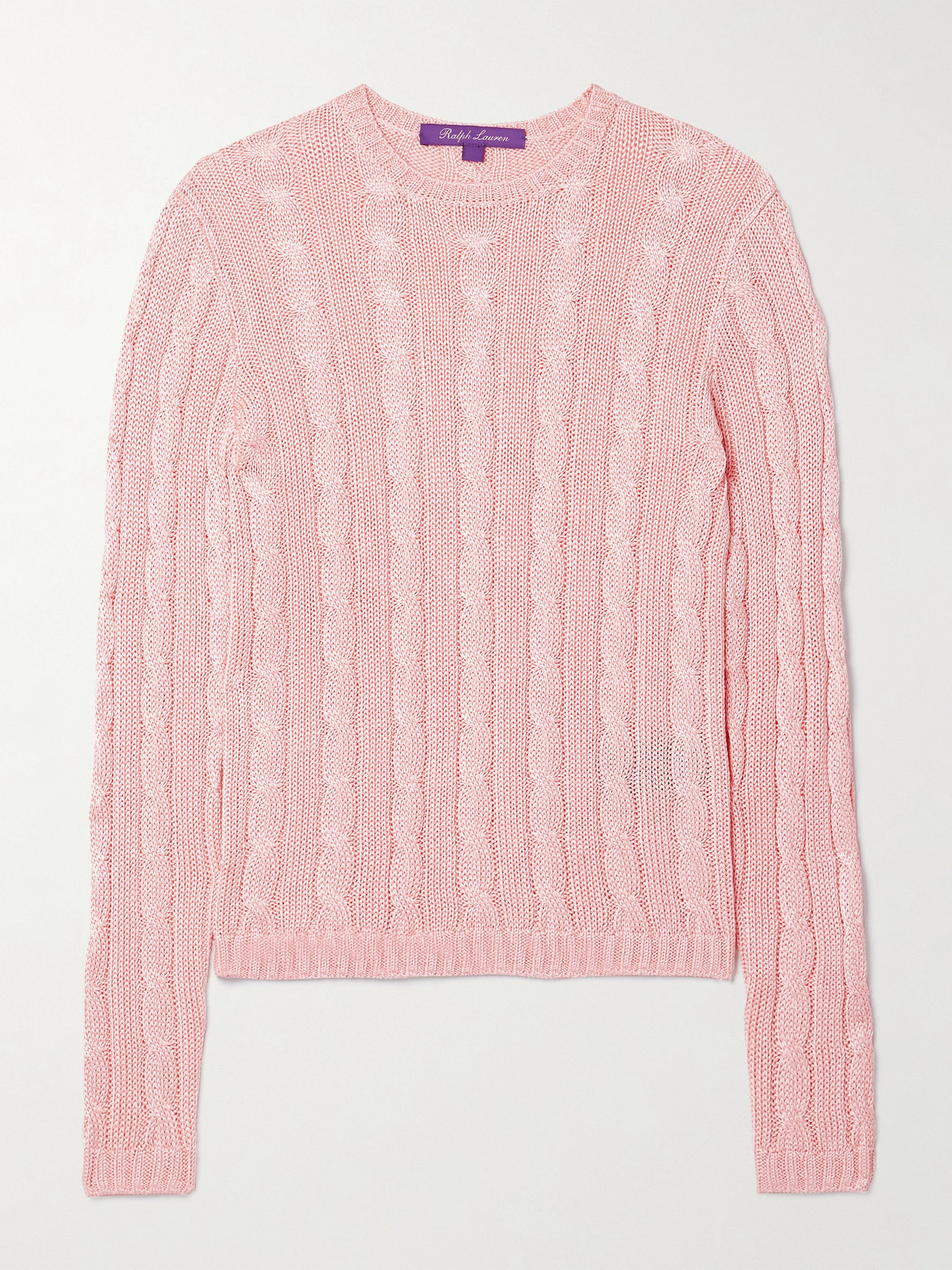 Ralph Lauren Metallic Cable-knit Silk Sweater In Crystal Rose