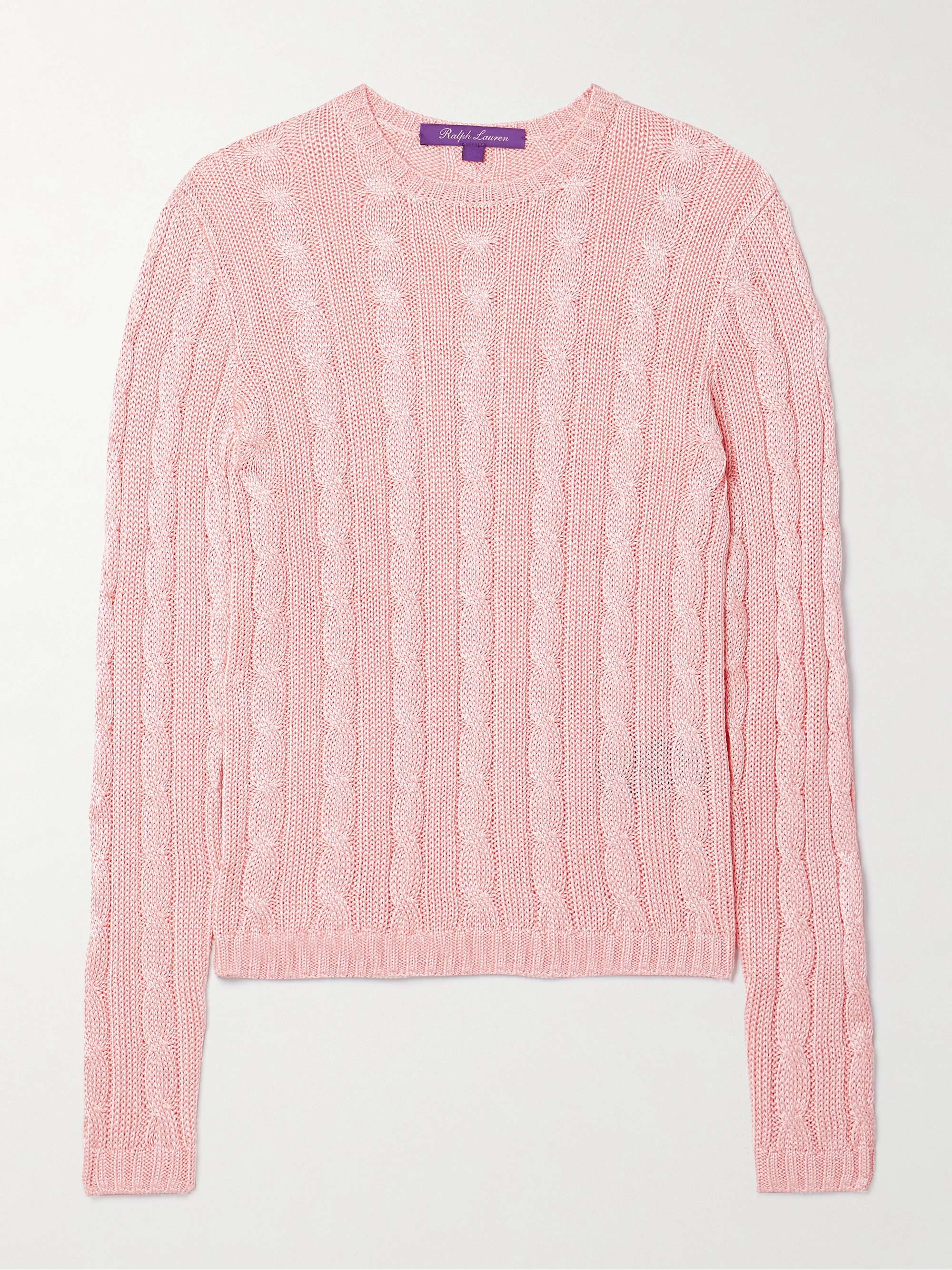 RALPH LAUREN COLLECTION Metallic cable-knit silk sweater | NET-A-PORTER