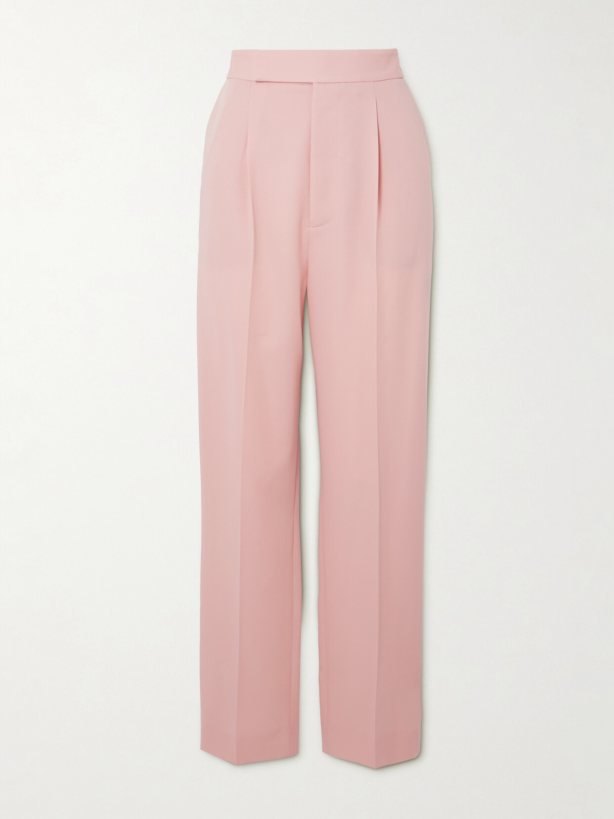 Ralph Lauren Evanne Pleated Wool-twill Straight-leg Trousers In Blush