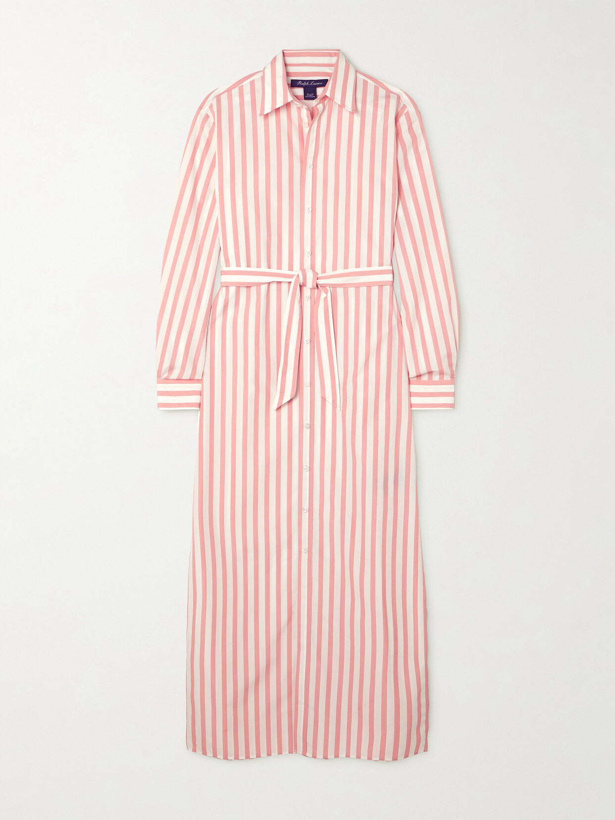 Shop Ralph Lauren Ysabella Striped Cotton-poplin Maxi Shirt Dress In Pink