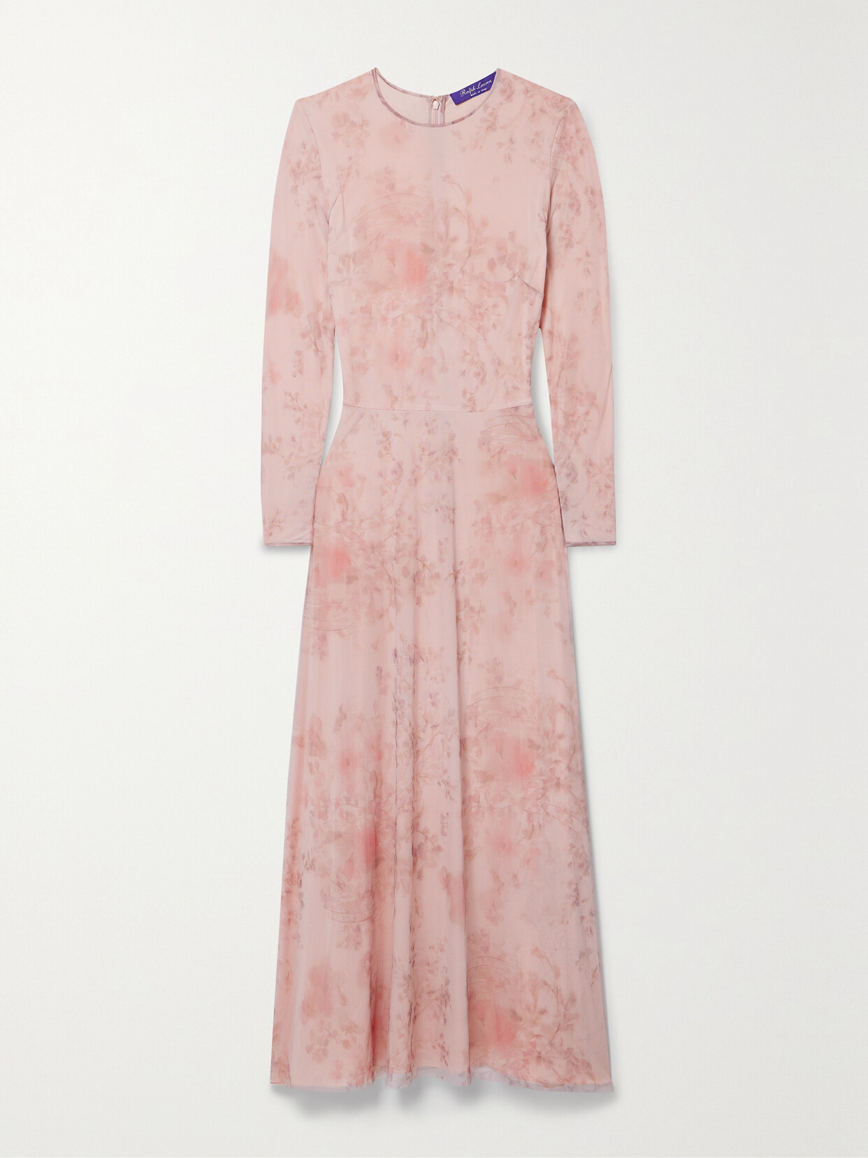 Ralph Lauren Alisen Belted Floral-print Stretch-tulle Midi Dress In Pink