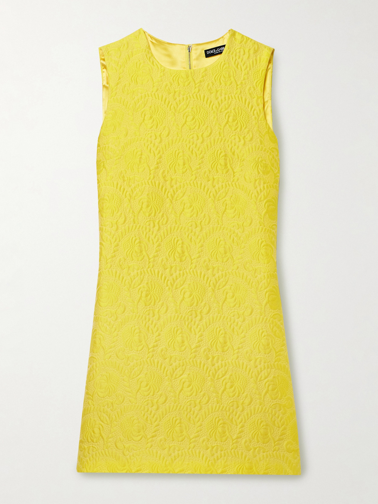 Dolce & Gabbana Matelasse Fiori Jacquard Mini Dress In Yellow