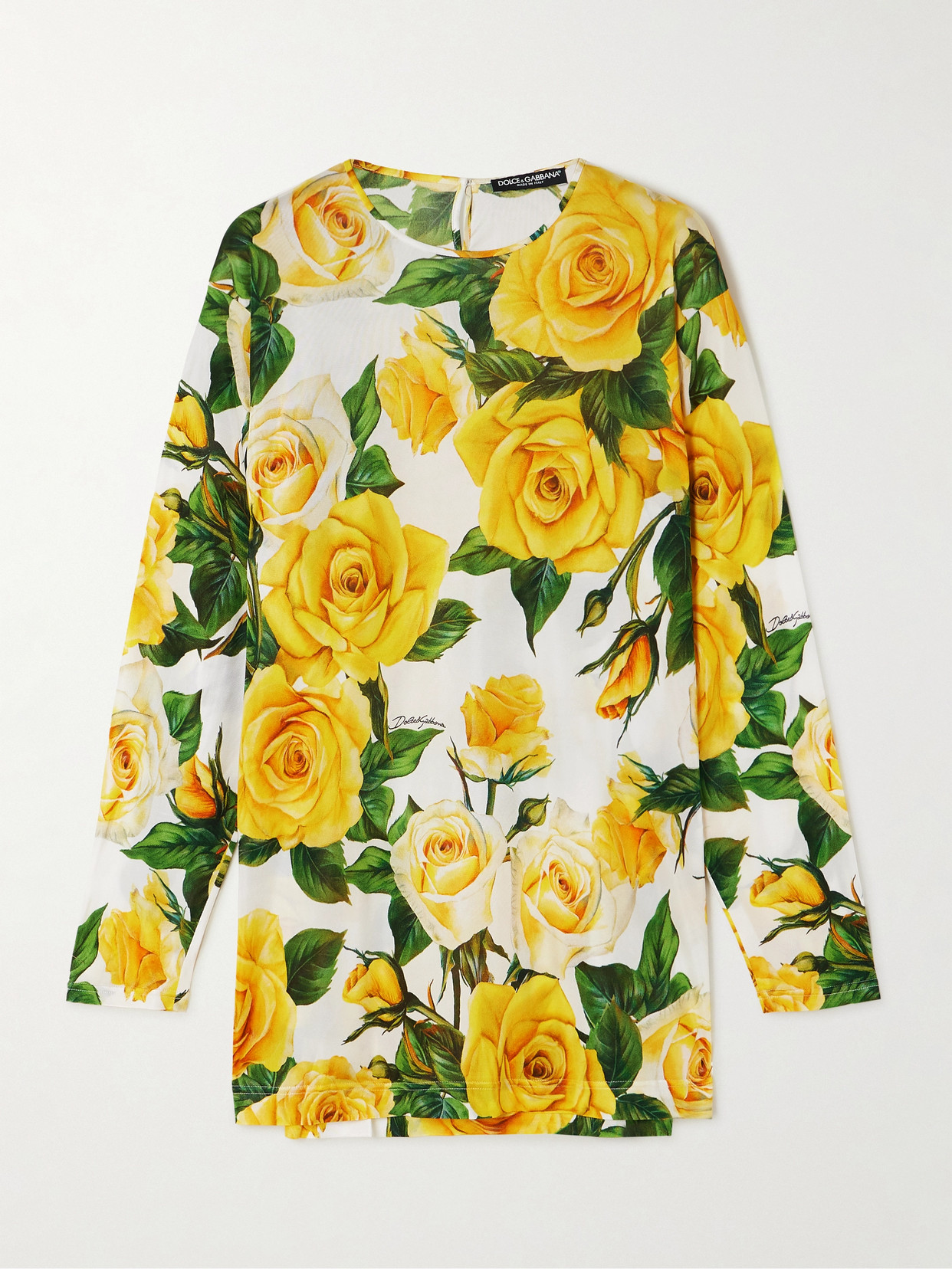 Dolce & Gabbana Floral-print Organza Blouse In Yellow