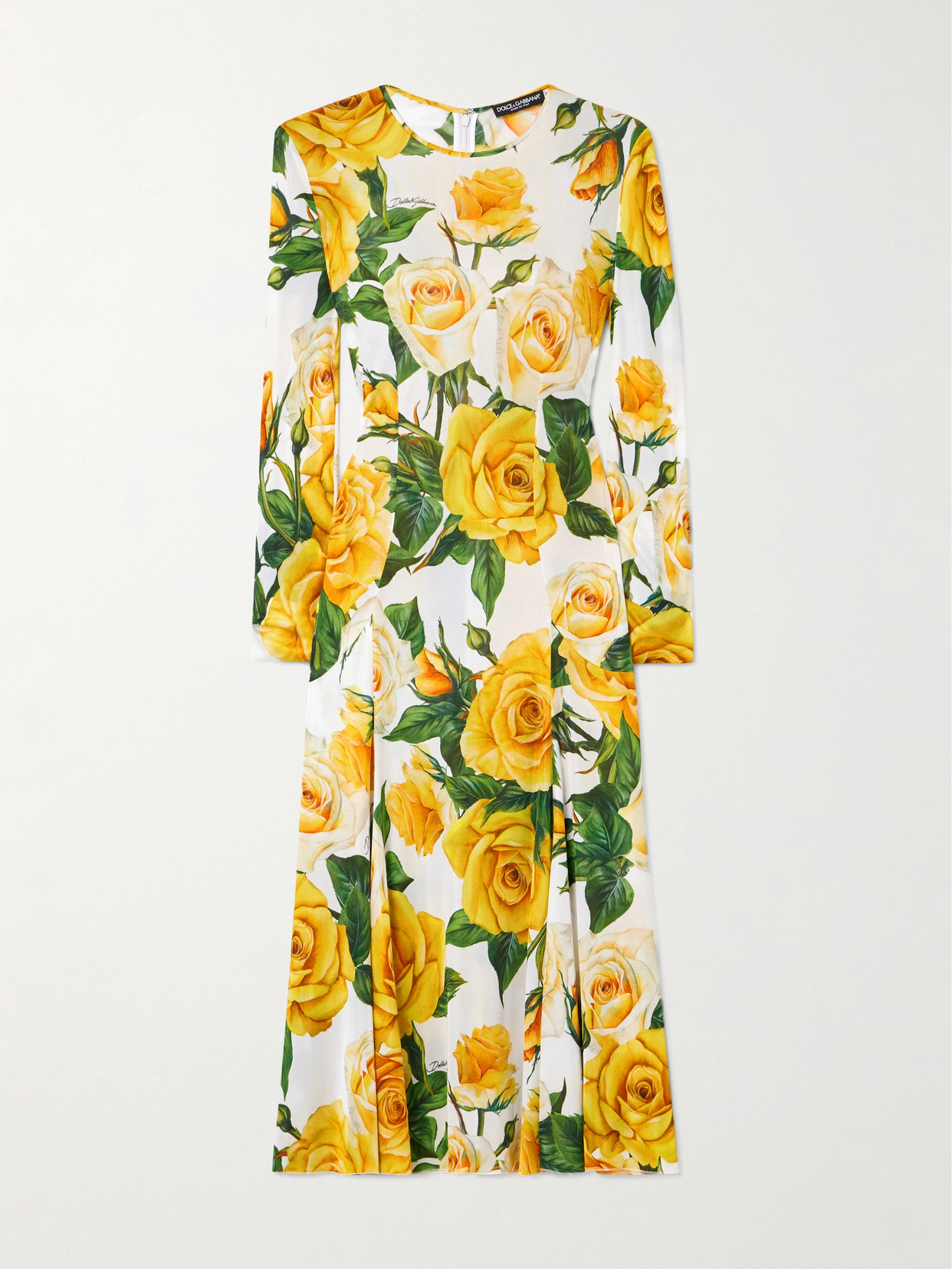 Dolce & Gabbana Floral-print Organza Midi Dress - Yellow