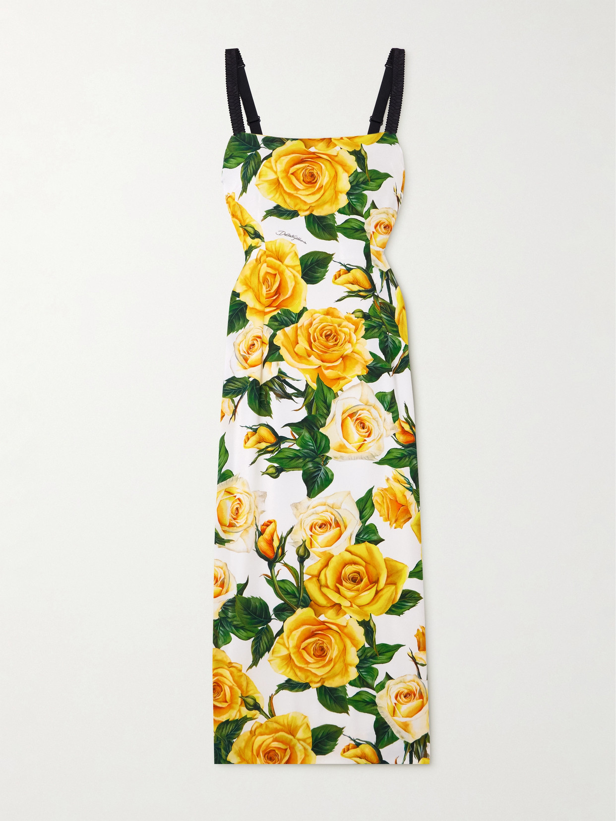 Dolce & Gabbana Floral-print Silk-blend Midi Dress - Yellow