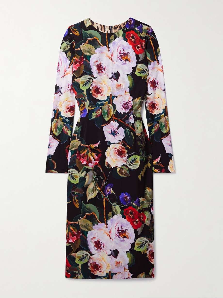 floral-print silk-charmeuse midi dress